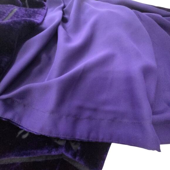 Chico’s Purple Velvet Burnout Jacket Short Open Kimono Aztec Art Print SZ 3 (XL) - Picture 10 of 12